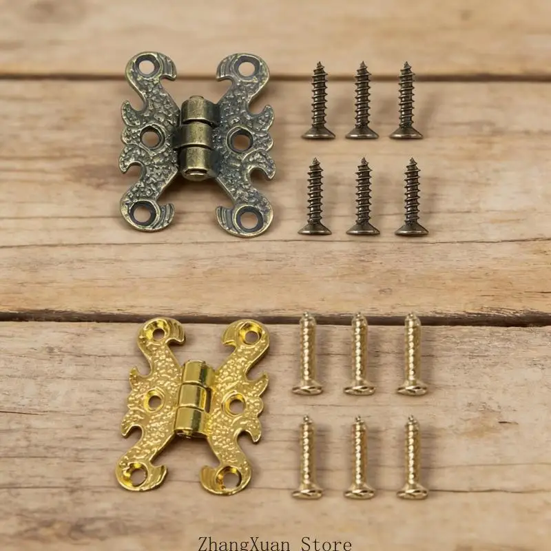 Kleine Holzkistenscharniere, 10 dekorative Metalleinheiten zur Schmuckaufbewahrung, Geschenkverpackung und Schatzkisten 3XUF – Detail 9