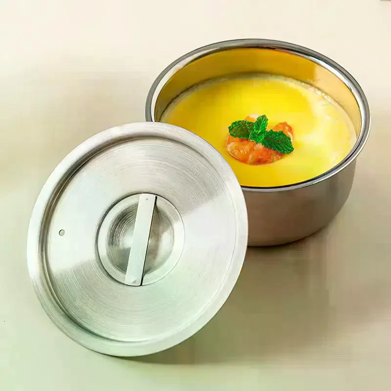 Steamed Egg Bowl Ramen Rice Fruit Salad Stew Bowls With Lids Soup Cup Food Container Kitchen Tableware Supplies Stainless Steel