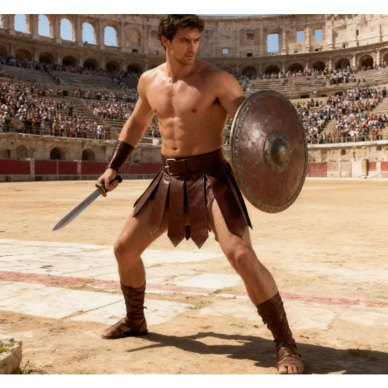 

Medieval Spartan Warrior Leather Apron Roman Skirt Cosplay Costume