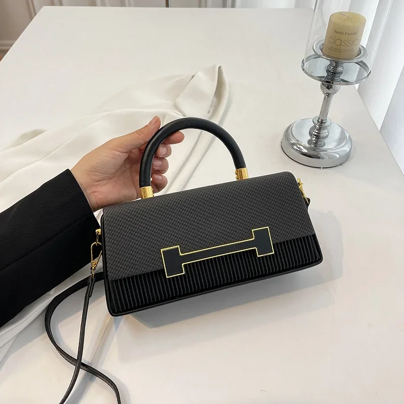 

Minimalist Leather Crossbody Bag With Letter Logo - Trendy Casual Tote For Women & Daily Commute