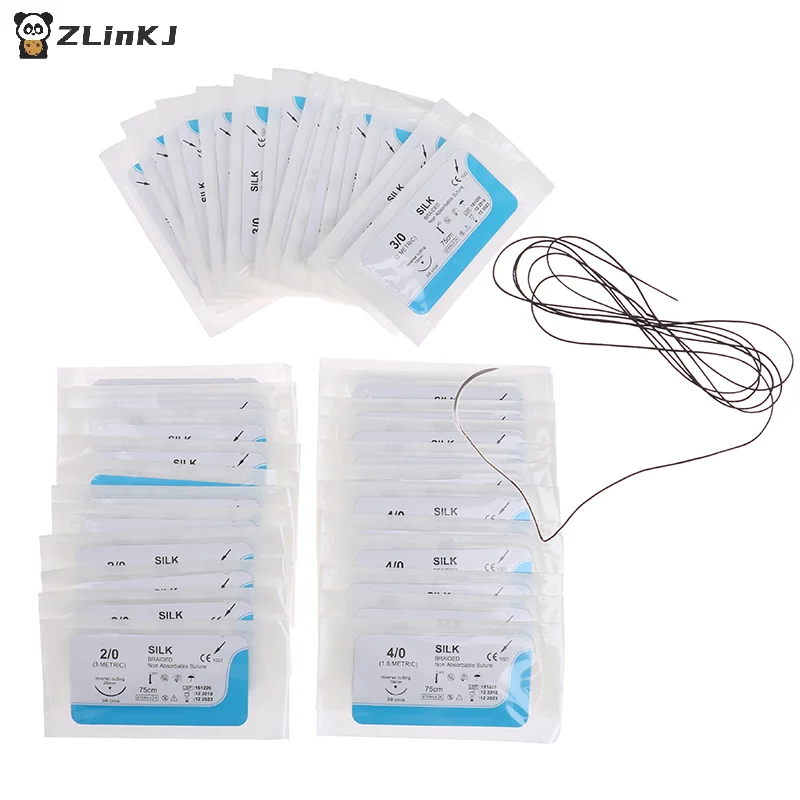 ▶12PCS 2.0/3.0/4.0 Dental Surgical Needle Silk Thread  Suture Surgical Practice Kit