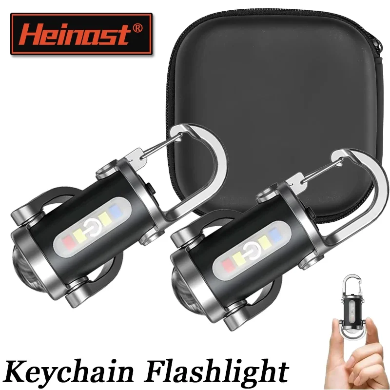 Powerful EDC LED Flashlight Keychain Rechargeable Hanging Portable Flashlights Waterproof Keyring Camping Walking Pocket Lamp