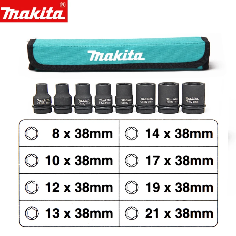 Makita E-02989 Wrench Screwdriver 1/2 Socket Sleeve Extension Socket Set Canvas Bag Pack Wrench Accessories