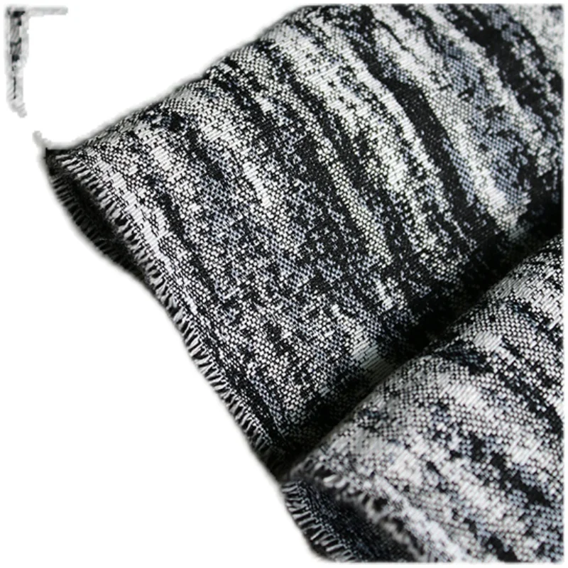 Black charcoal pattern, heavy texture,charcoal gray handwriting, double-sided jacquard designer fabric for patchwork