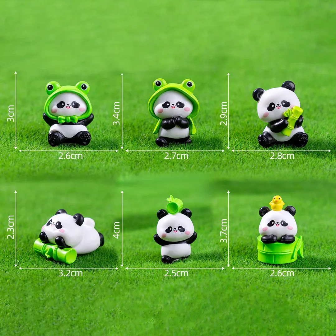 6 قطعة راتينج لطيف الباندا الصغيرة تمثال Kawaii اكسسوارات ديكورات منزلية مكتب حديقة ديكور المنزل الحيوان الحلي الاطفال لعبة الهدايا #5