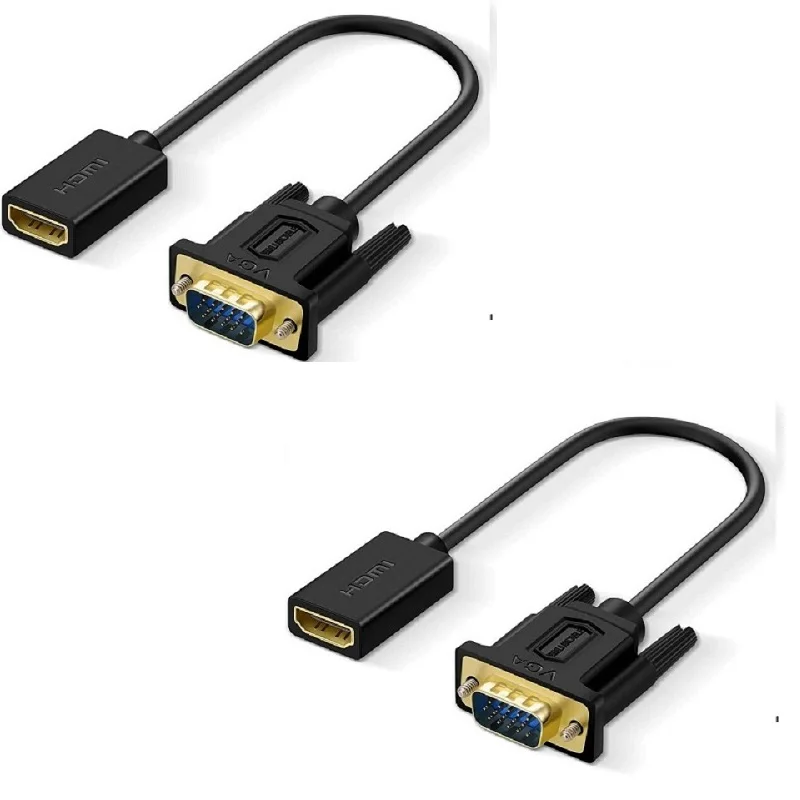 HDMI to VGA, HDMI to VGA adapter (female to male) compatible with monitors, PCs, Xbox, TV sticks, computers, laptops (2 pieces)