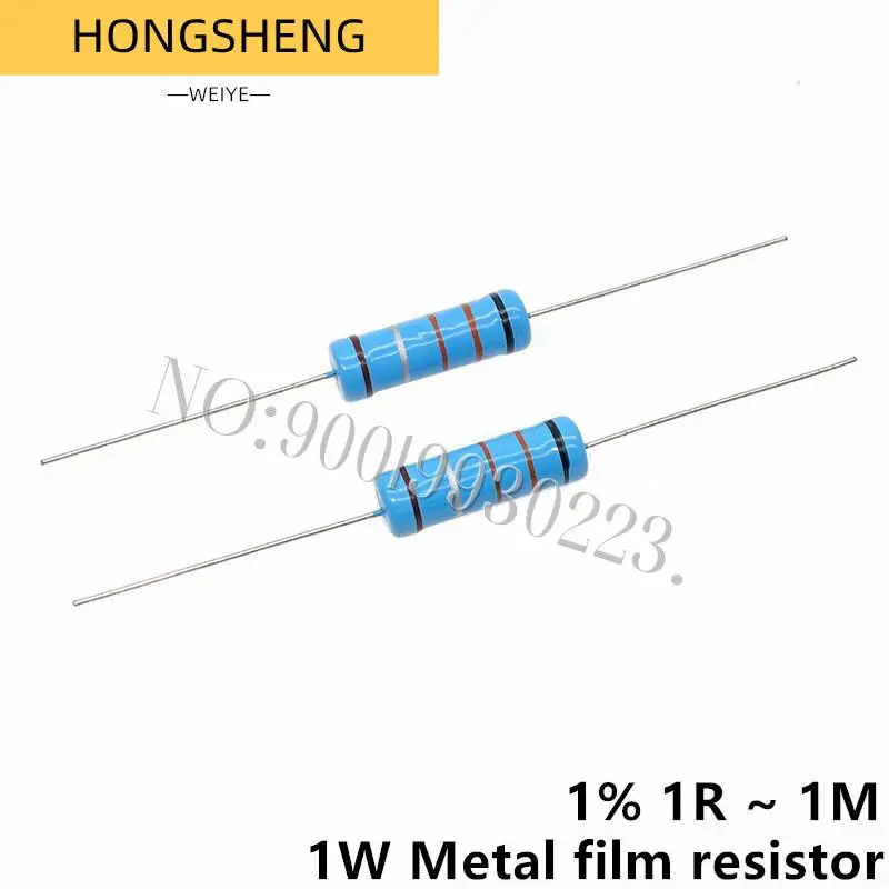 20pcs 1W Metal film resistor 1% 1R ~ 1M 2R 10R 22R 47R 100R 330R 1K 4.7K 10K 22K 47K 100K 330K 470K 1 2 10 22 47 100 330 ohm