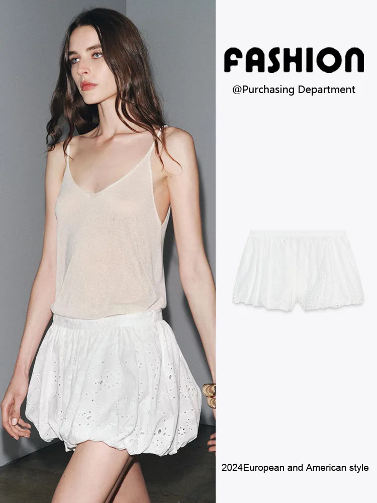 Summer New Arrival Women's Color Simple Versatile Embroidered Balloon ort Pants Ethnic Stage Costume Ladies' orts