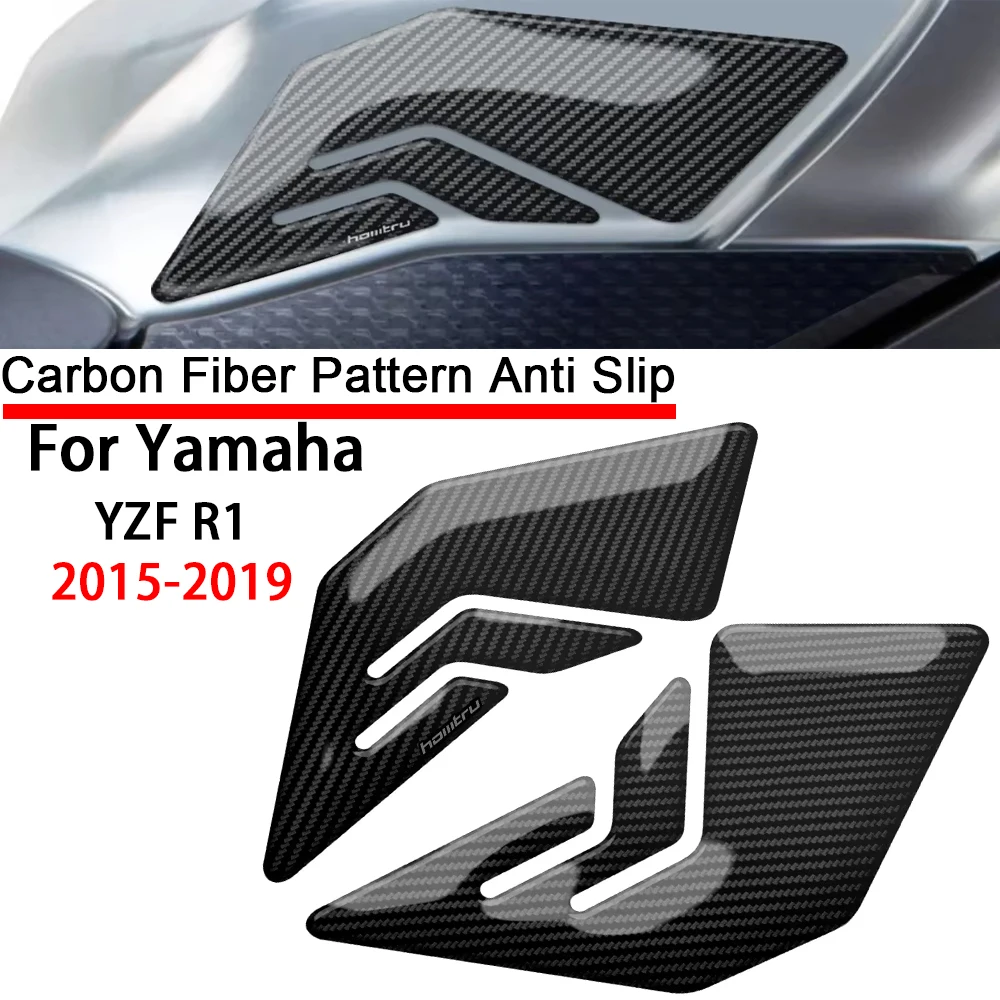 

For Yamaha YZF R1 2015 2016 2017 2018 2019 3D Carbon-look Motorcycle Side Fuel Tank Pad Knee Grip Protection Sticker