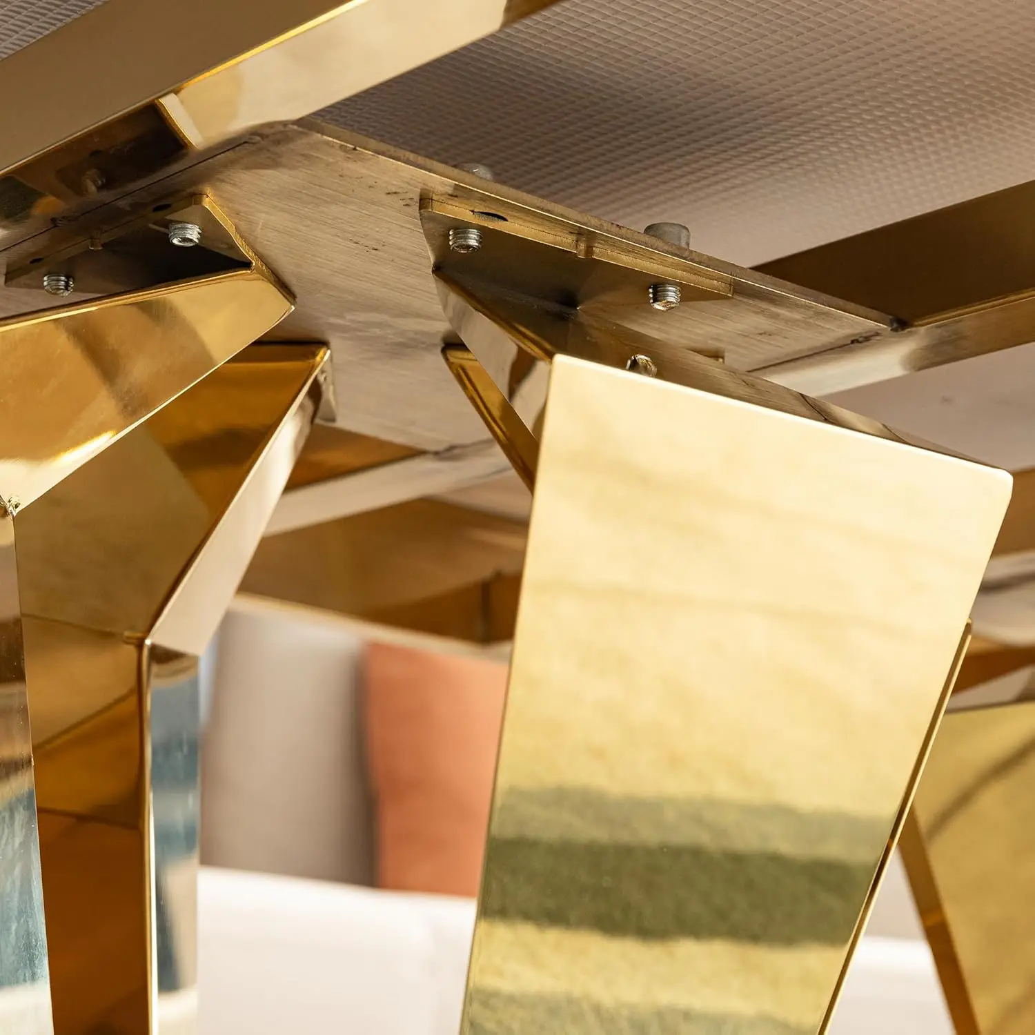 58.18"" Modern Rectangular 0.78"" Thick Mdf Marble Pattern Top, Coffee Table Stainless Steel Base With Gold Mirror Finish