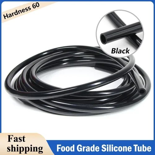 Imagen 1 del producto Tubo de silicona negro de 1/3/5/10m ID 0,5 ~ 32mm manguera de agua de tubo de silicona Flexible resistente a altas temperaturas insípido de calidad alimentaria