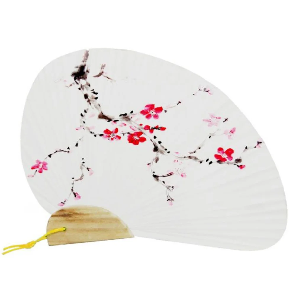 50pcs Wedding Hand Fan Paddle Paper Fan With Wooden Handle White Chinese Palace Fan Wedding Favors Gifts Party Supplie Wholesale