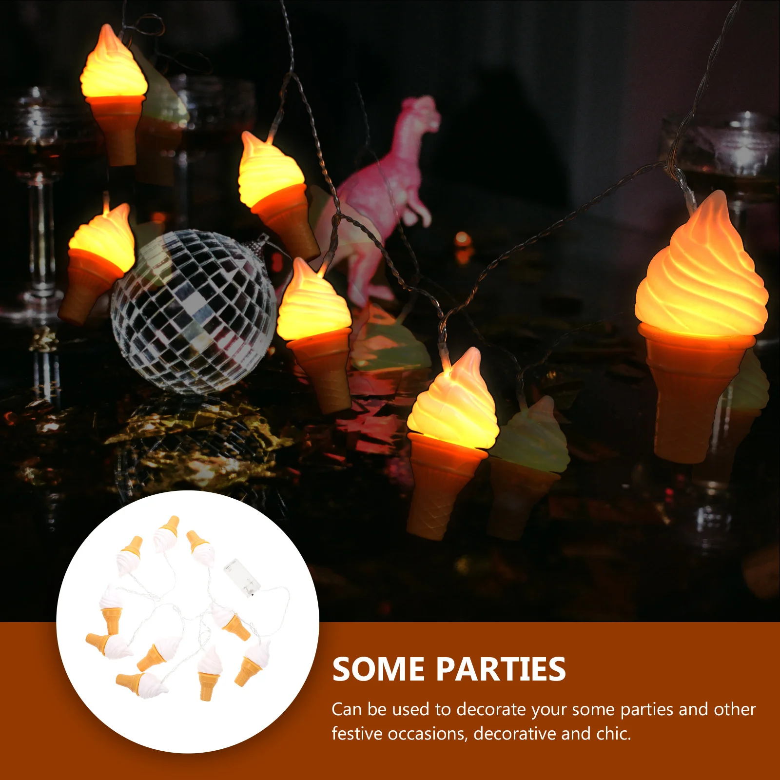 

1 set Ice Cream Light String Led Party Decor For Birthday Kids Lifelike Food Light String Room Bar Home Holiday Decoration