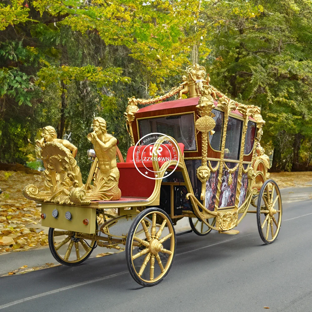 Classic Vintage European Customizable Royal Carriage Horse Drawn Elegant Lines Traditional Royal Carriage For Historical Display