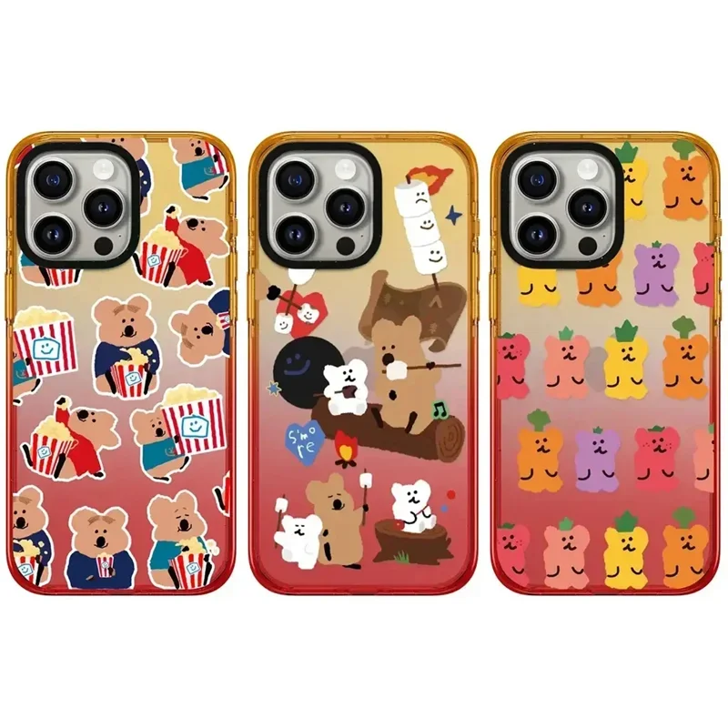 

Peach Gradient Border 2.0 Acrylic Picnic Bear Pattern iPhone 11 12 13 14 15 Pro Max Protective Case