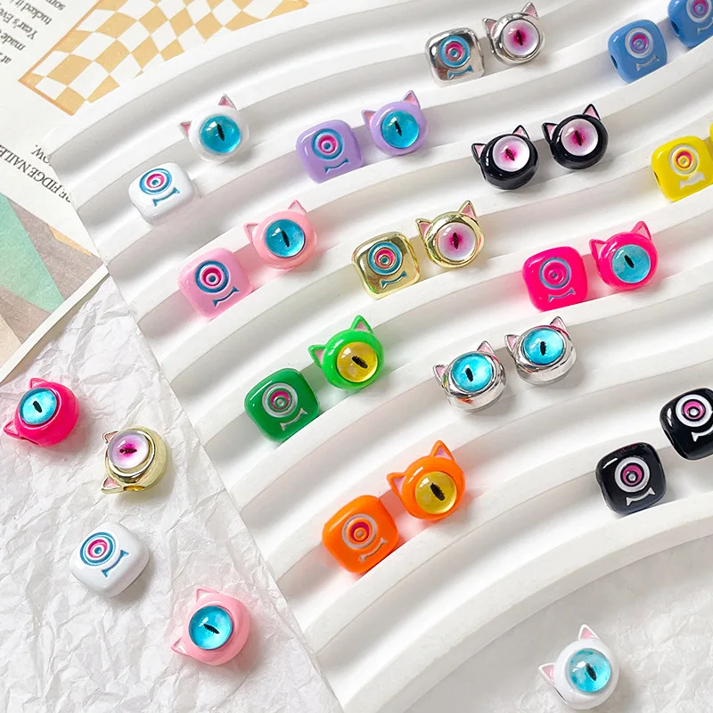 Kiss Jewelry Funny Cat Monster Cartoon Big Eyes Loose Beads for Jewelry Making DIY Bracelet Necklace Spacer Bead Accessories