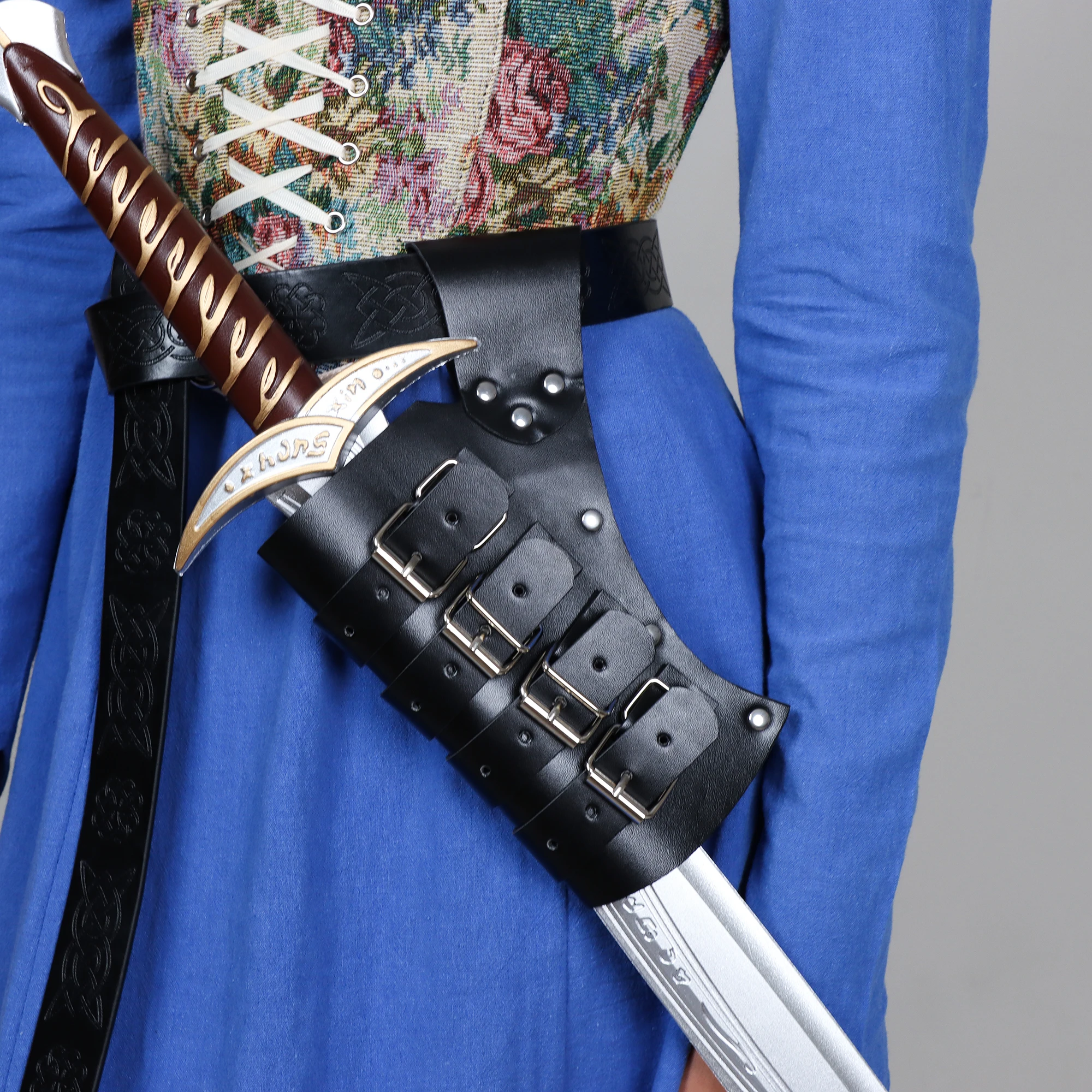 

Medieval Sword Belt Hanger Sword Holder PU Leather Sheath Scabbard for Men Women Anime Cosplay Costume Viking Knight Waist Strap
