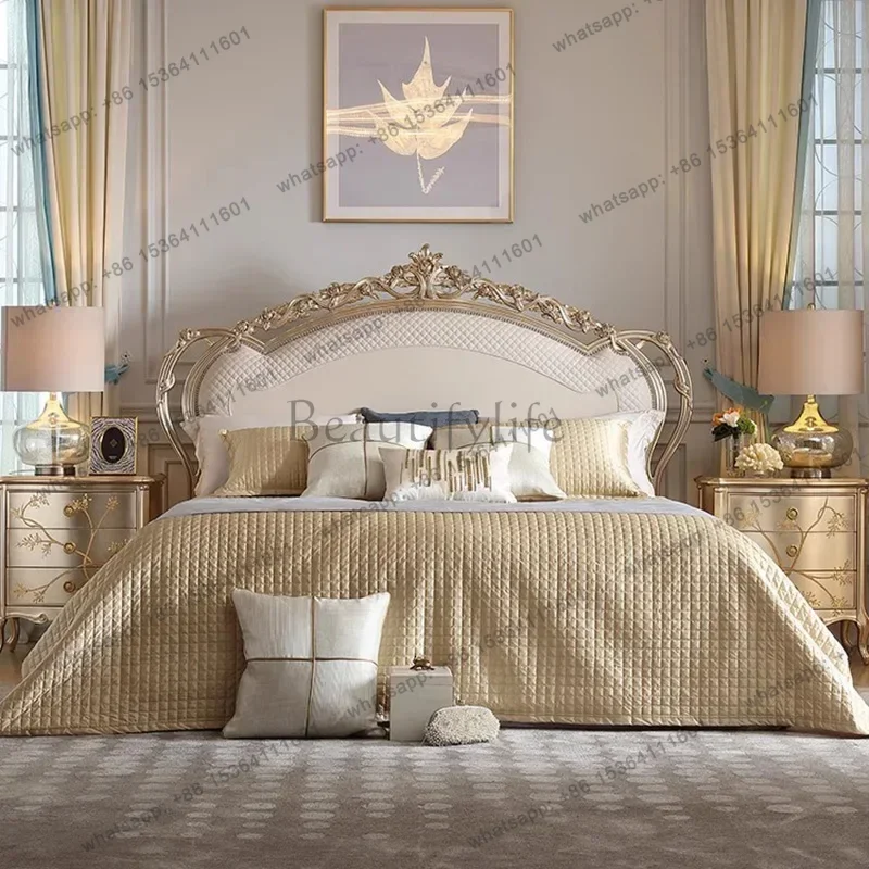 LJY Luxury Bedroom Bed King Size Castle Girls Human Dog Wooden Massage Bed Princess Sleeping Letto Matrimoniale Trendy Furniture