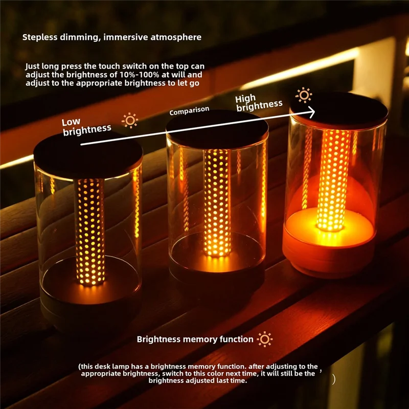 

B84B-Outdoor Camping Candle Table Lamp Rechargeable Bedside LED Night Light Romantic Dining Table Candlelight Orange