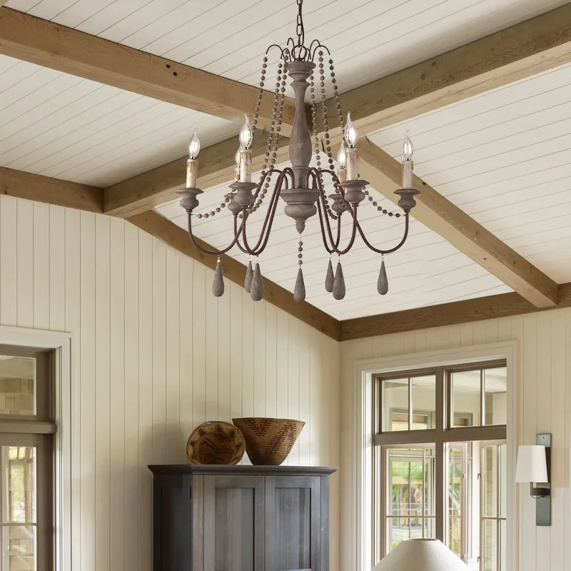 Creative American country French pastoral wood chandelier