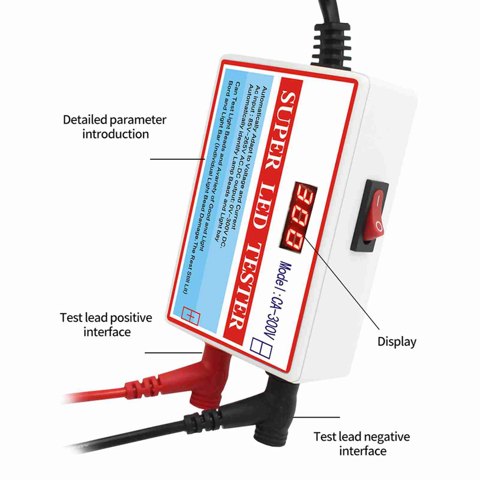 CA-300V Портативная светодиодная лампа с бусинами, световая панель, тестер подсветки телевизора, светодиодные ленты, бусины, лампа, доска, тестовый инструмент, емкость, диод, напряжение