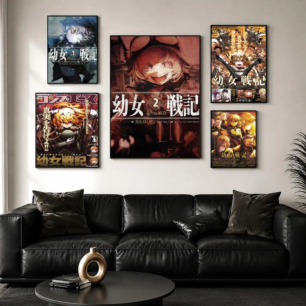 Anime Y-Youjo S-Senki Poster Perfect Sticker Self Adhesive for Office Home Theater Wall Art Decor Fancy Gift