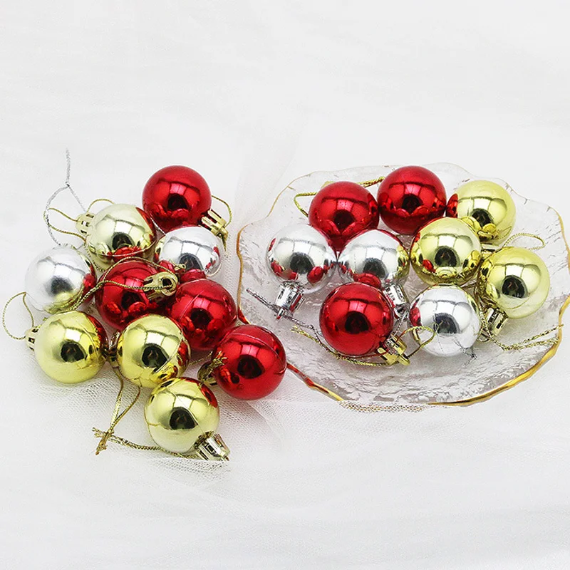 (12Pcs/pack)3cm Electroplated Ball Christmas Decoration Balls Christmas Tree Hanging Decoration Home Holiday New Year Gift Toys