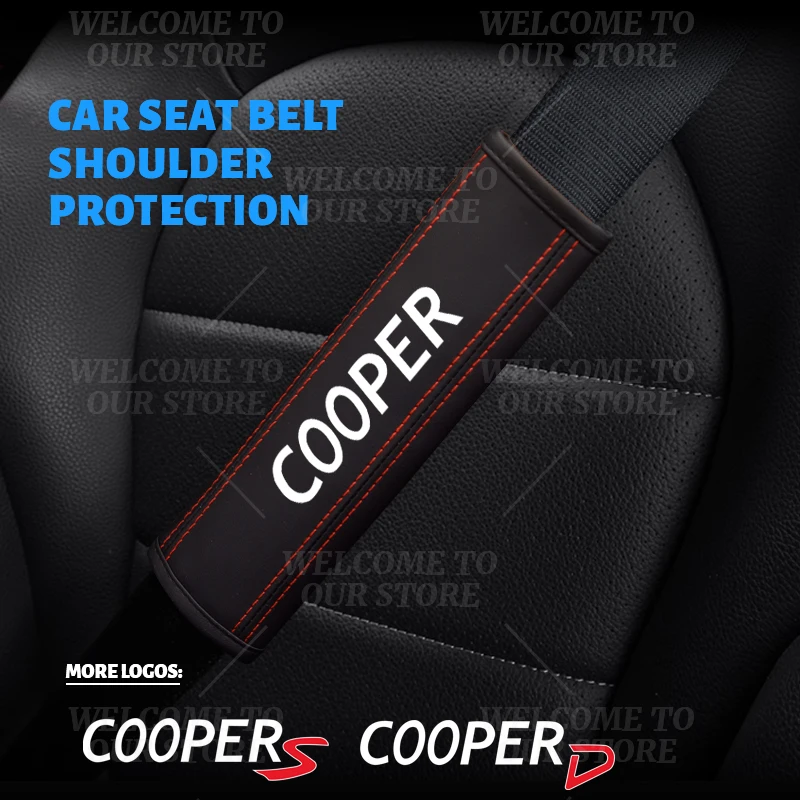 2 uds Interior del coche COOPER S D emblema cubierta del cinturón de seguridad cinturón de seguridad Protector de hombro esteras para Mini Cooper ONE JCW R56 R57 F57 F60