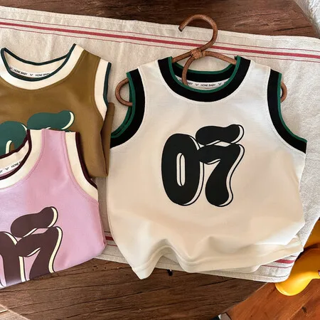 Children Summer Tops Cool Tank Top Sleeveless Shirt Breathable Cotton Clothes for Boys Girls Kids Tee T-shirt Clothing 90-140cm