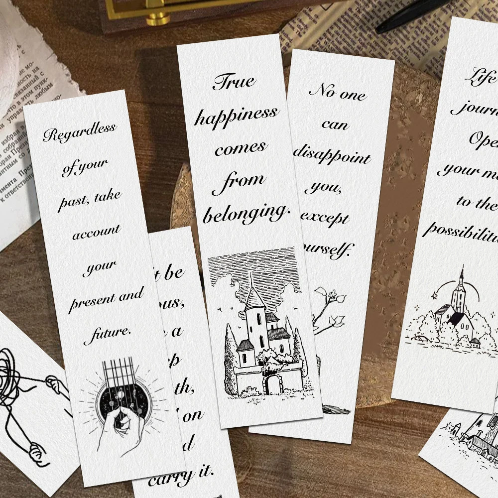 30 قطعة أبيض وأسود ملهمة الإنجليزية الإشارات المرجعية قراءة صفحات الكتب الشرح القرطاسية لوازم ورقة بطاقات الهدايا الإبداعية