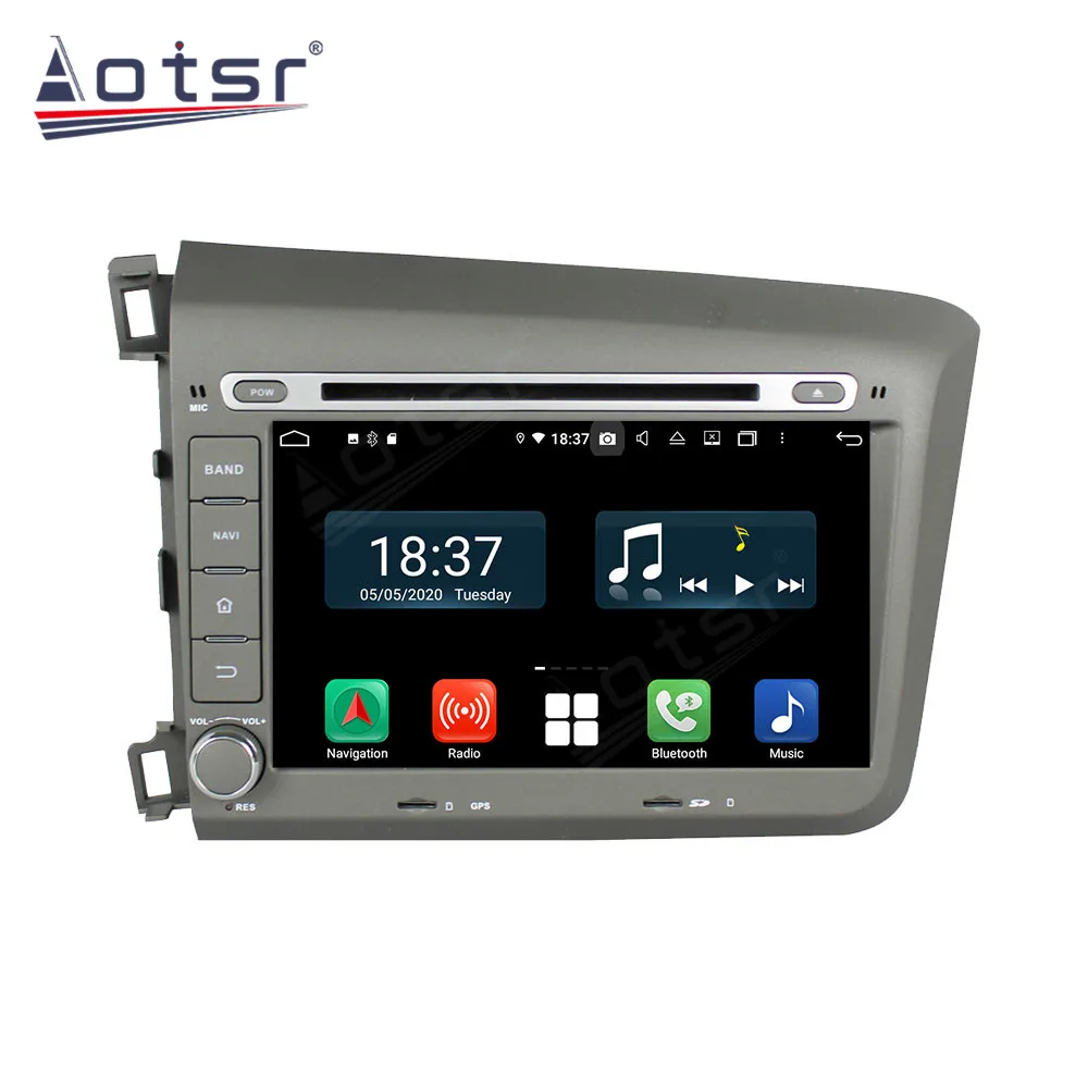 8+256GB 5G QLED Car Radio For Honda civic 2012 Multimedia Video Player 8 Core Android12 Wireless Carplay Stereo Navigation GPS