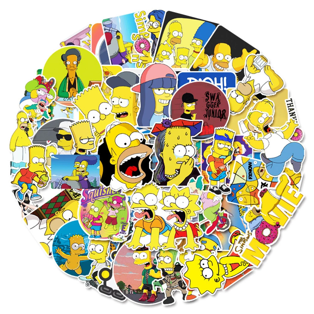 10/30/50pcs Funny Cartoon The Simpsons Stickers for Kids DIY Scrapbooking Suitcase Bike Phone Waterproof Kids Anime Decals Toys