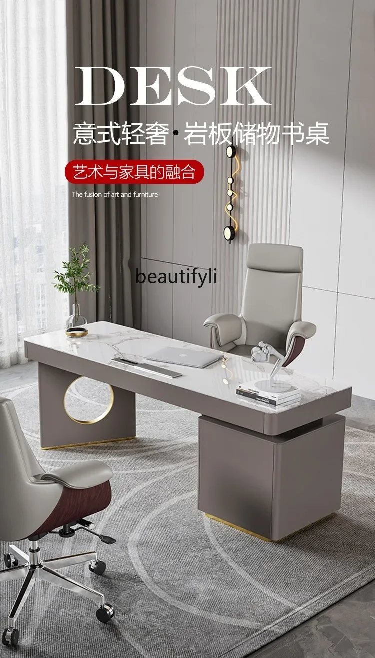 

ss K178Italian light luxury rock slab desk, painted Nordic study, computer desk, modern home desk