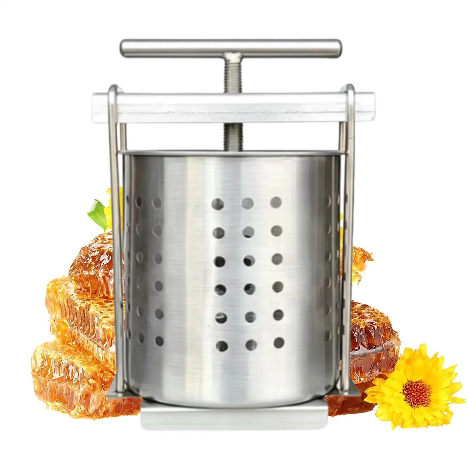 2.5L Fruit Wine Press Stainless Steel Honey Juicer Hand Press Fruit Squeezer For Home Cooks Parents Chefs Beekeepers Holiday
