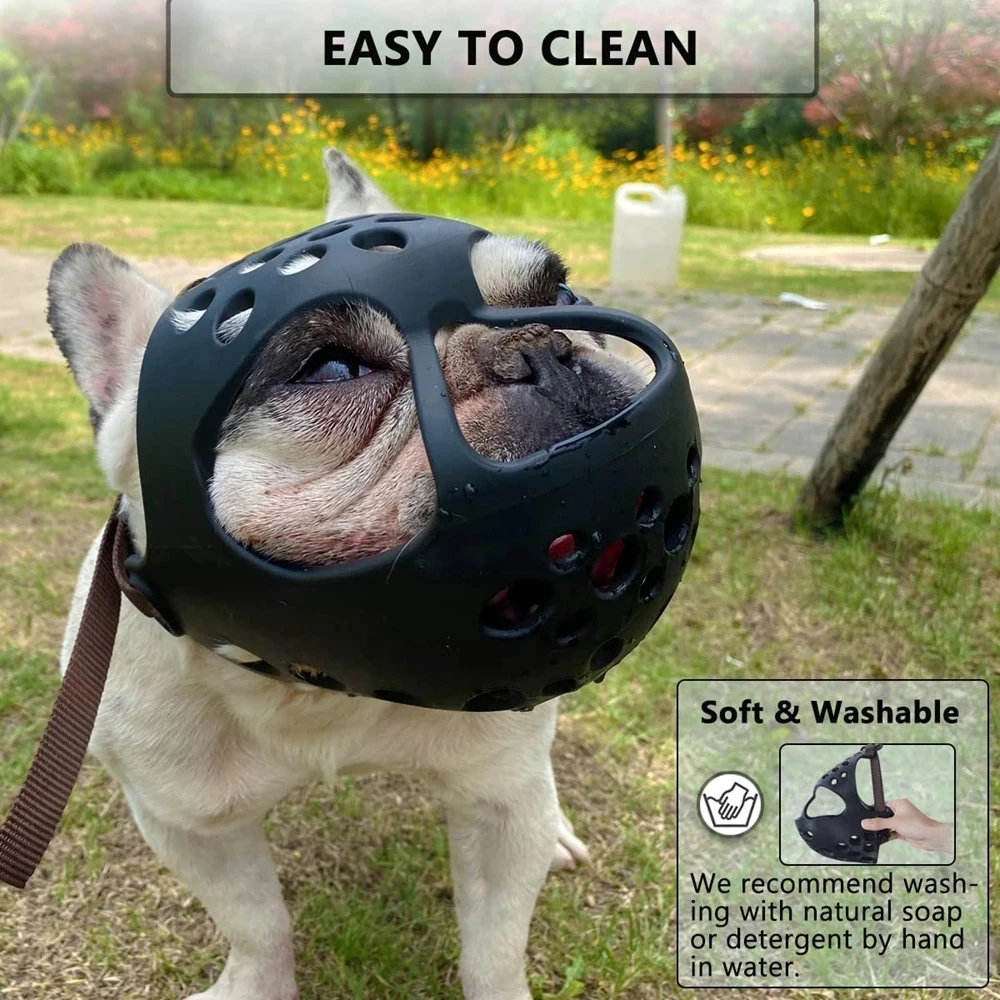 Soft Silicone Muzzle for Short Snout Dogs, Biting, Chewing, Licking, French Bulldog, Ideal for Flat-Faced Dogs