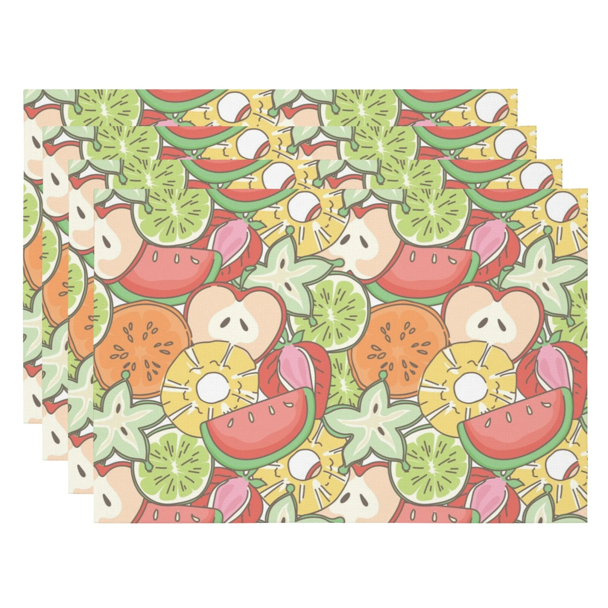 

4 шт. красочные фруктовые яблоки сливы бананы ананасы салфетки полиэстер нескользящие термостойкие очаровательные коврики для домашнего декора