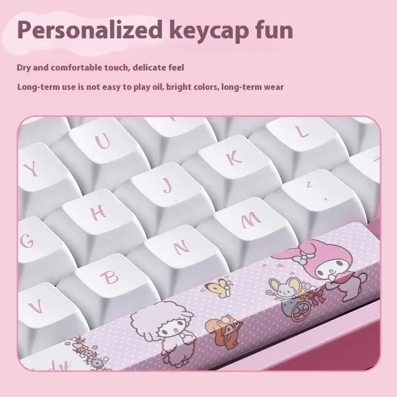 Original AKKO 3087 Wired Melody Mechanical Keyboard PBT Keycap Sublimation Cartoon Image Full Key Rollover Mechanical Keyboard