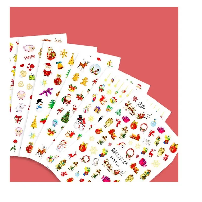 Merry Christmas Nail Art Stickers Decoratie Sneeuw Nagelsticker voor manicure Kerstman Sticker voor nagels Ontwerp Kerstman