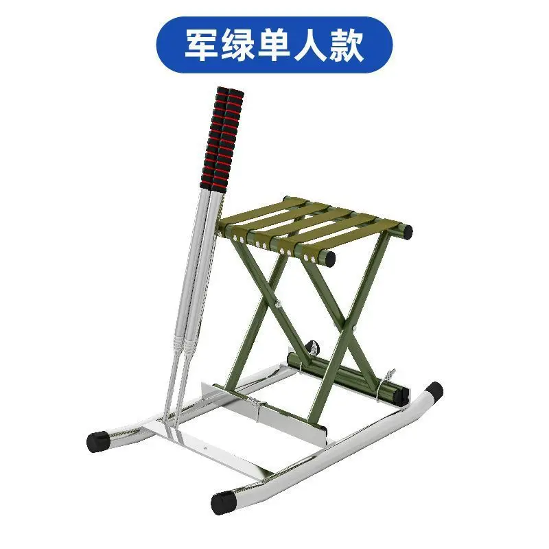 Seat Foldable Thickened Ice Cart Portable Children's Climbing Plough Adult Ice Cart with Ice Toys Outdoor Skiing Others