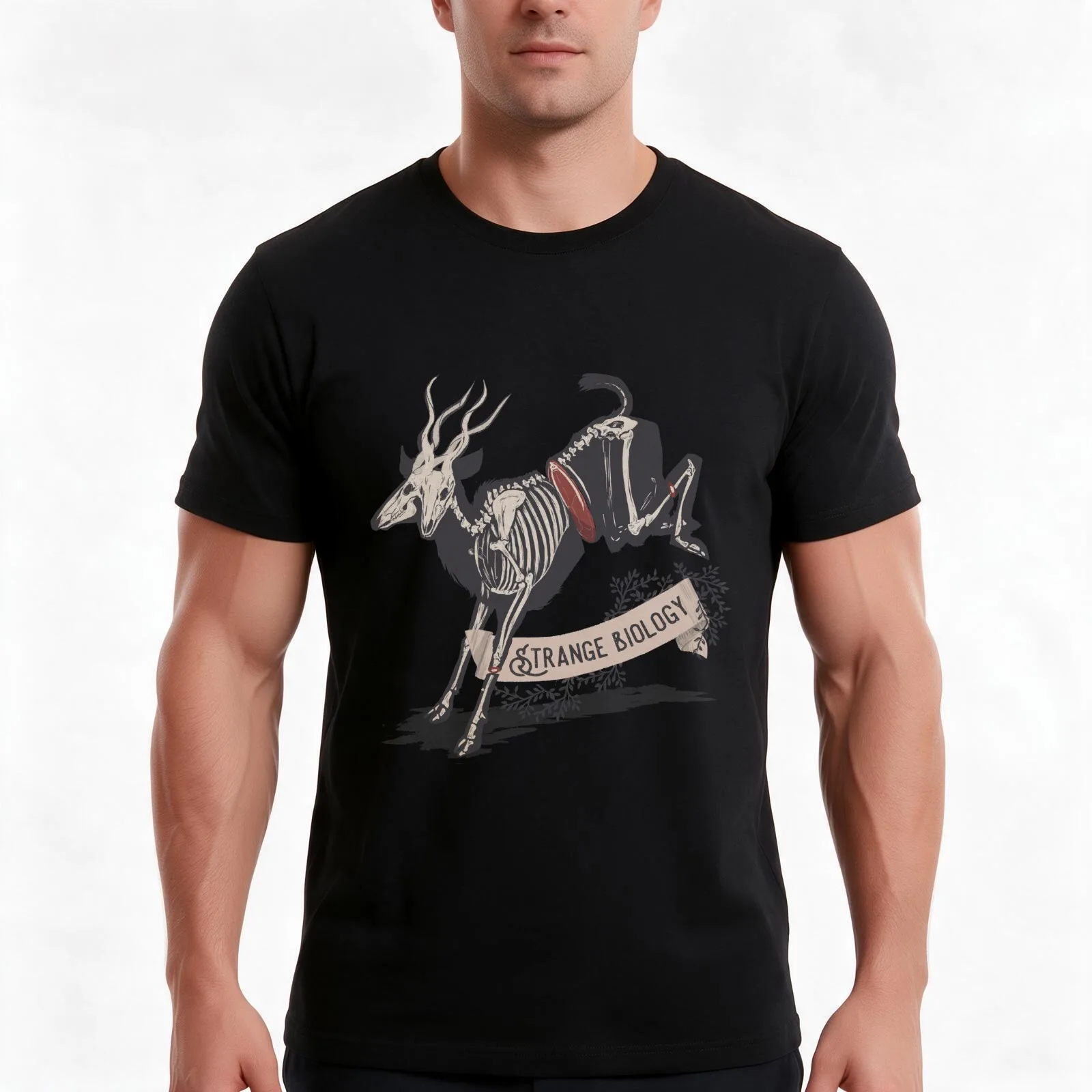 Strange Biology Rustic Antelope Skeleton T-Shirt Summer Casual Cotton Tee Oversized Streetwear Tops Vintage Graphic Print