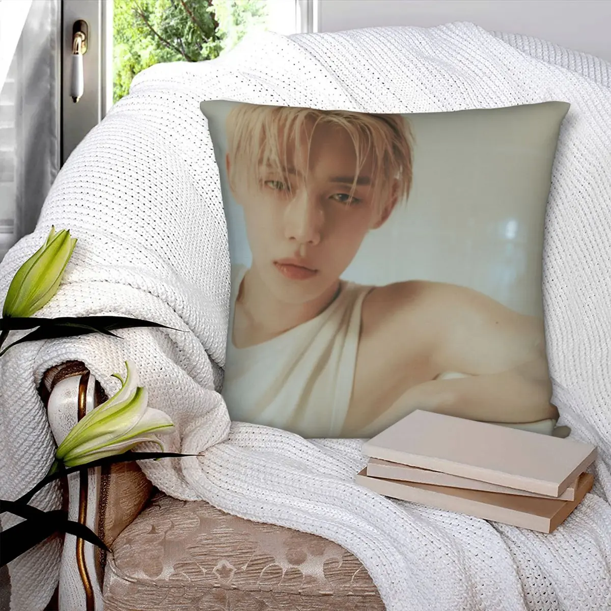 Yeonjun Square Pillowcase Polyester Pillow Cover Velvet Cushion Zip Decorative Comfort Throw Pillow For Home Sofa