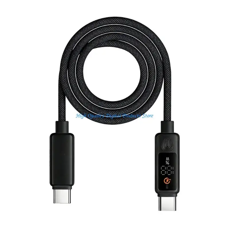 U2JE USB C Fast Cord with Touch On Off Display, Real-Time Power Readout, and Black Finish for Bedside, Desk, or Commute Charging