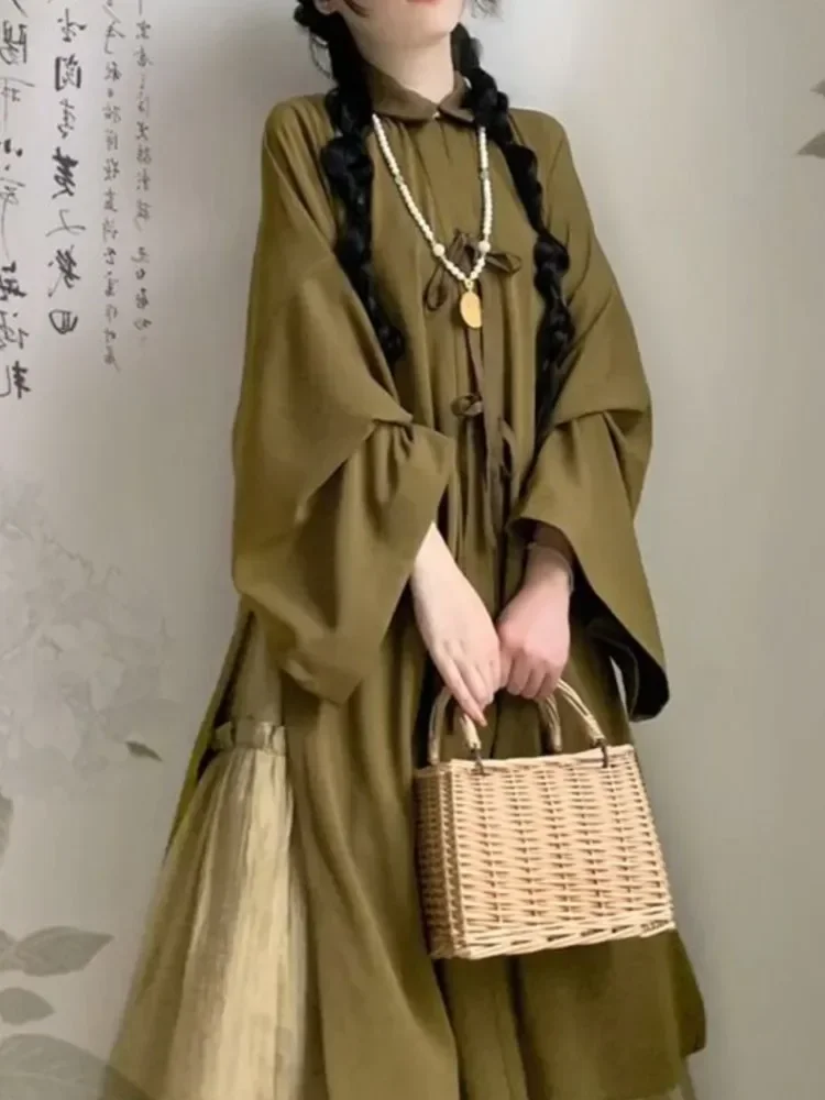 Hanfu Set pakaian Wanita Musim Semi dan Gugur, rok gaun rempel ditingkatkan Retro gaya Tiongkok baru 2023 Set dua potong y2k Cosplay