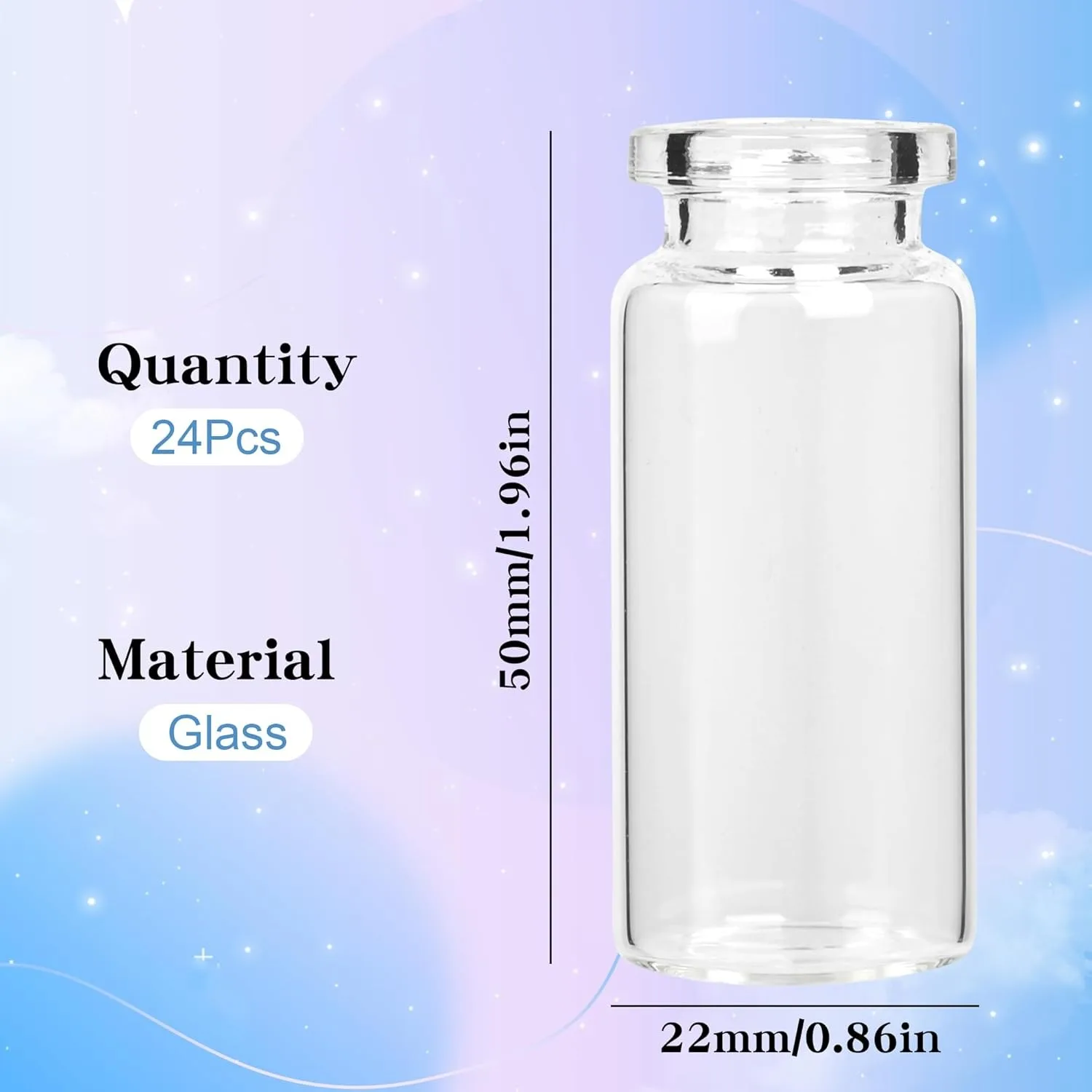 0.34 ounces, 0.86 inches x 1.96 inches corked glass bottle, mini corked glass bottle, small DIY decorative can storage container