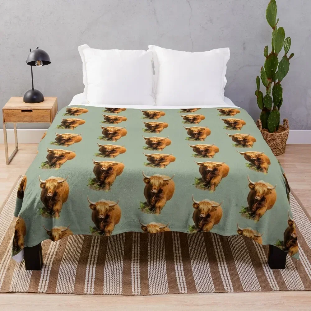 Strolling Highland Cow Throw Blanket warm winter Comforter Quilt Moving Blankets