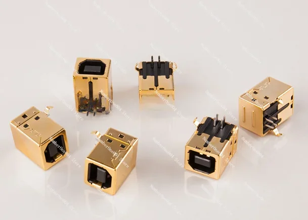 Gold Plated USB / 2.0 Connector B Female Seat 90 Degree Plug-in Plate Gold Plated Female Seat Printer Female Seat Interface