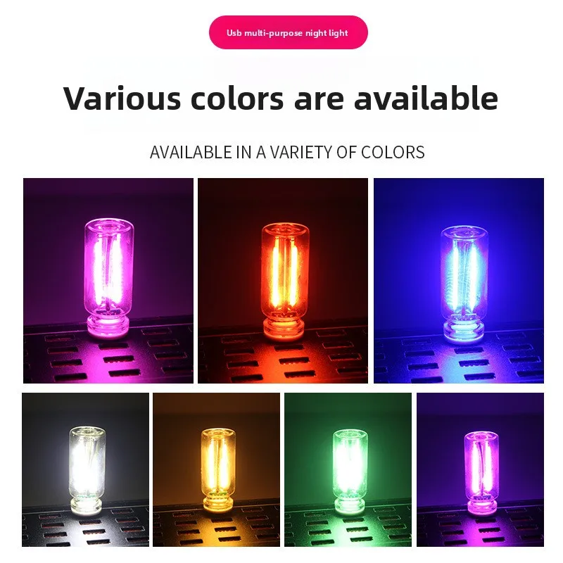 Touch Dimming USB LED Filament Glass Bulb 5V Retro Edison Bulb Night Light Car Decoration Incandescent Eye Protection Lighting