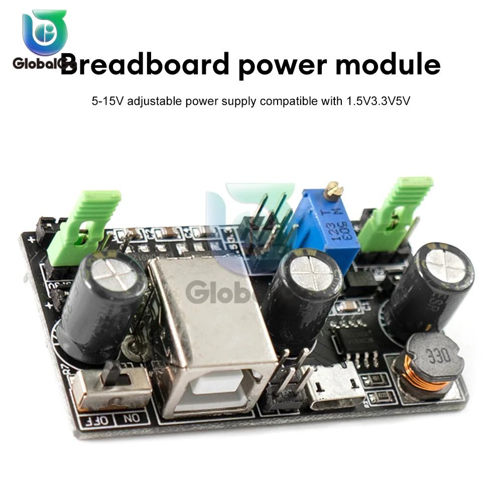 Modulo di alimentazione regolabile a 2 vie 3.3V 5V Modulo di alimentazione regolabile Step-down Modulo per Arduino