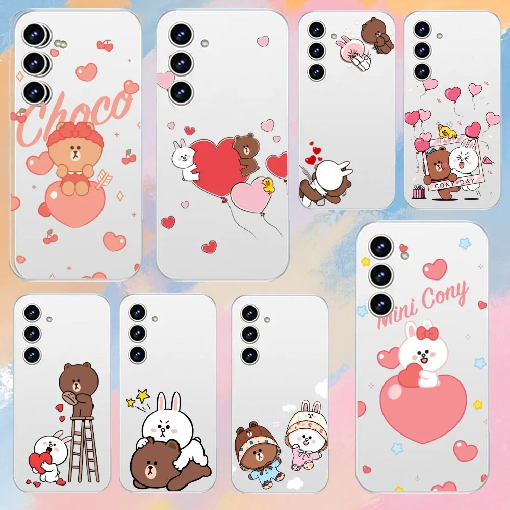 Cute F-friends L-line Bear Bunny Phone Case For Samsung Galaxy A52 A12 A51 S21 Edge S22ULTRA LITE Plus Ultra Transparent Cover