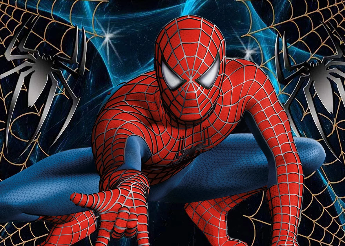 Spiderman Party ฉากหลังผ้าม่าน Photobooth Spider Superhero เด็กวันเกิดตกแต่งฉากหลังผ้า